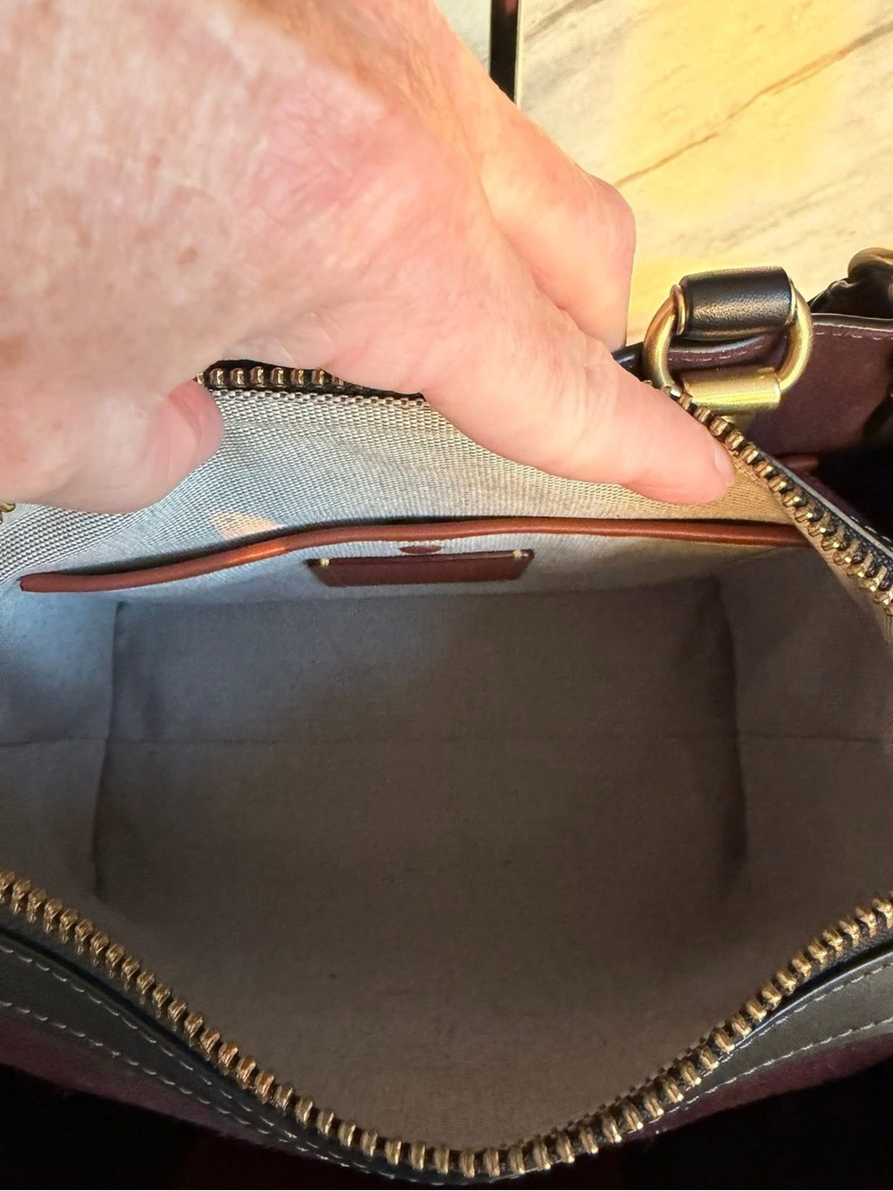 Coach Rogue 25 Black Pebbled Leather with wine/Bordeaux suede interior. - Picture 5 of 11